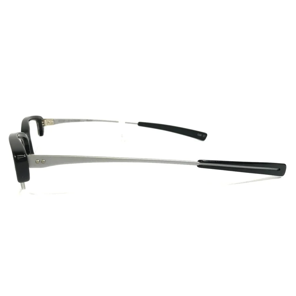 Onkel Eyeglasses Frames Spyk Col 01 Black Silver Rectangle Half Rim 50-16-140
